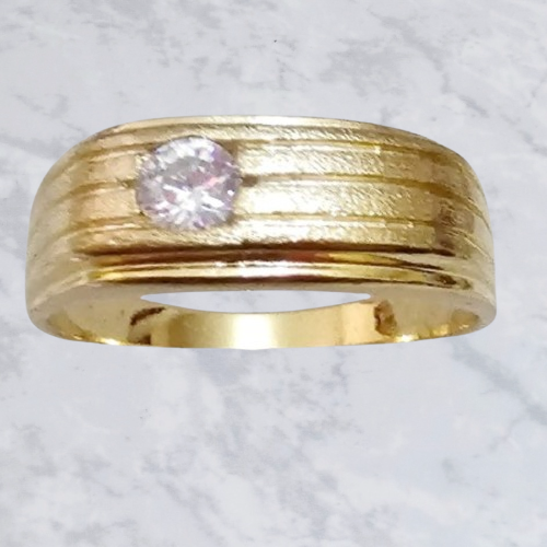 Anillo con circonia para Caballero en Chapa de oro 22k