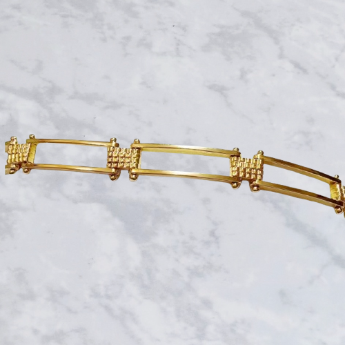 Pulsera Boleada rectángulos en Chapa de Oro 22k