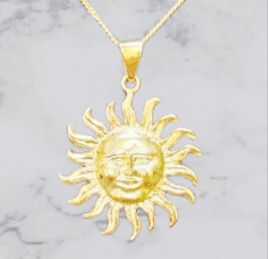 Dije de Sol en Chapa de Oro 22k