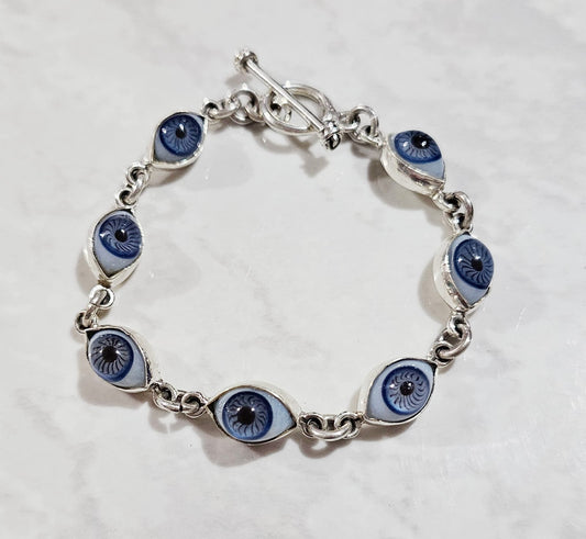 Pulsera de ojos en Plata Ley .925