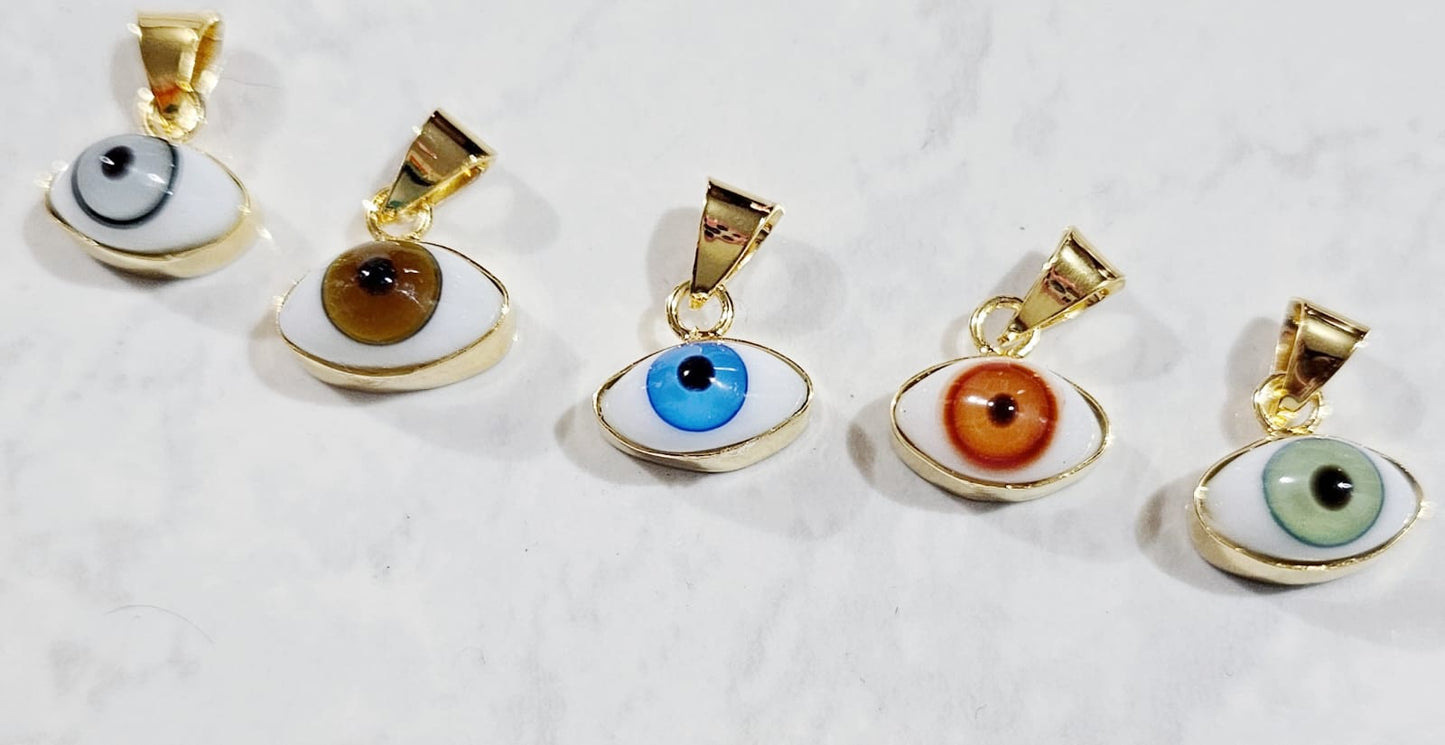 Dije de ojo varios colores en Chapa de Oro 22k