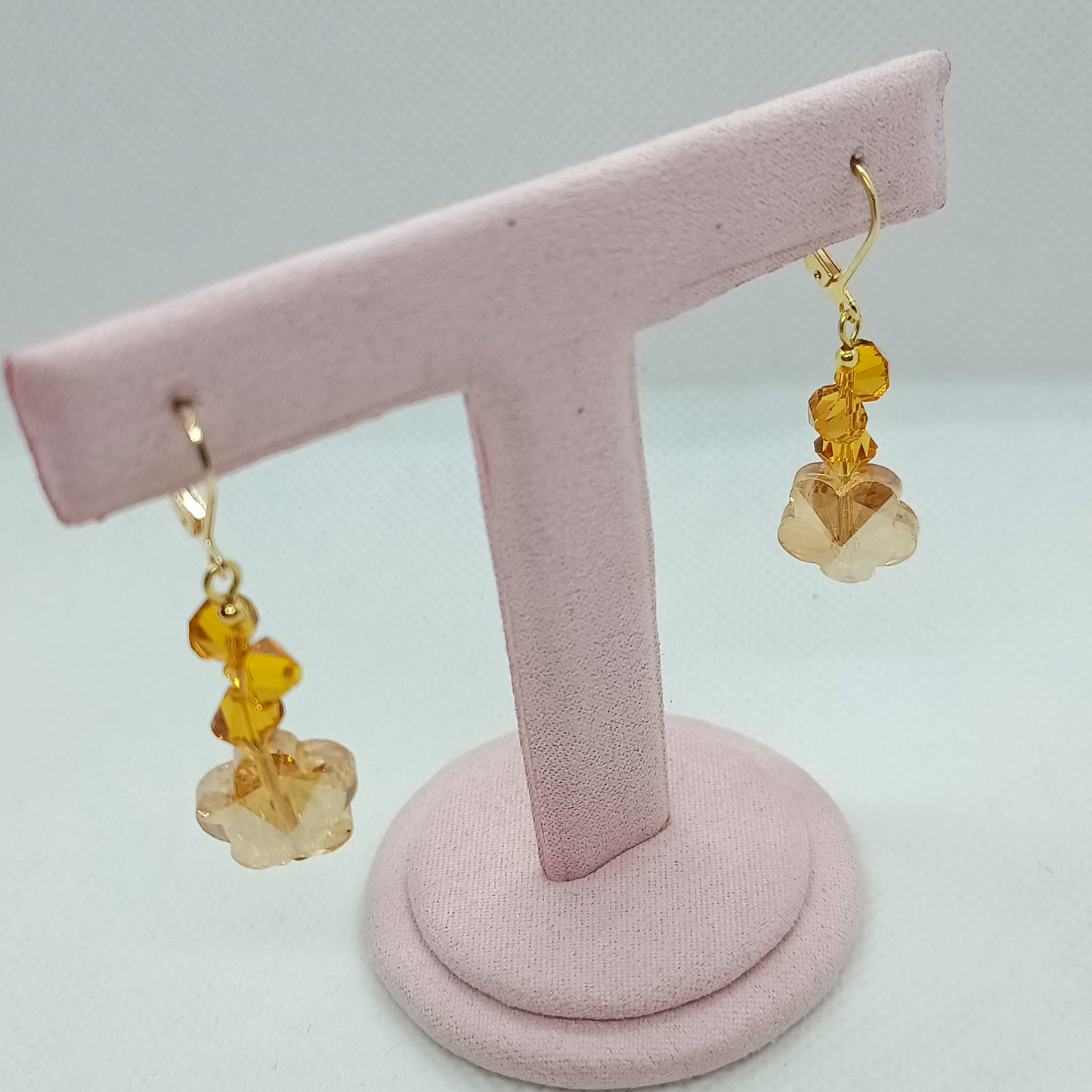 Aretes con cristal en chapa de oro 22k