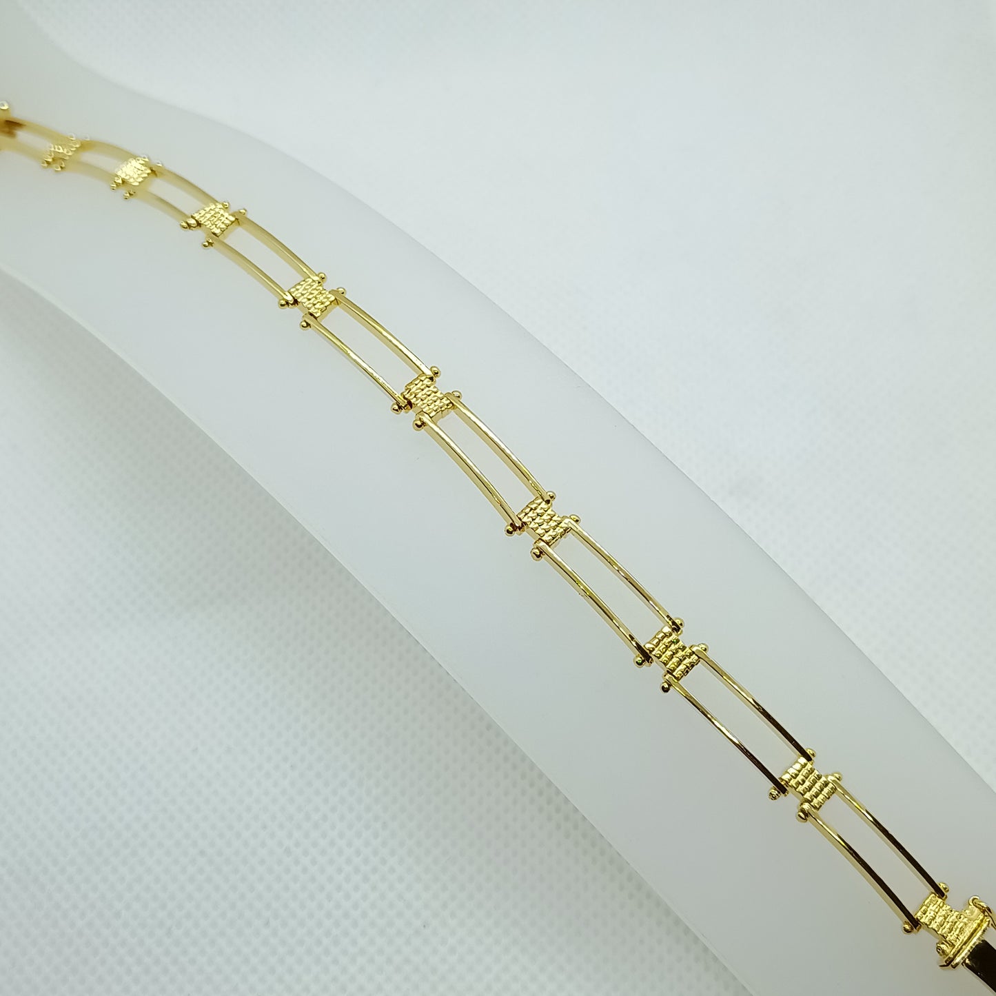 Pulsera Boleada rectángulos en Chapa de Oro 22k