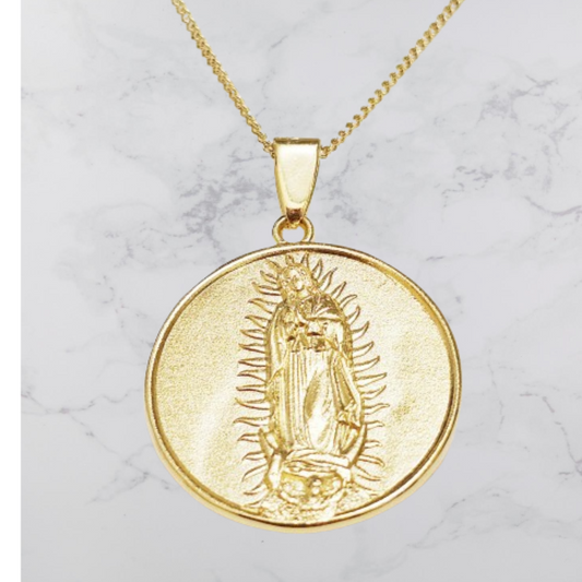 Medalla virgen de Guadalupe doble vista en chapa de oro de 22kts