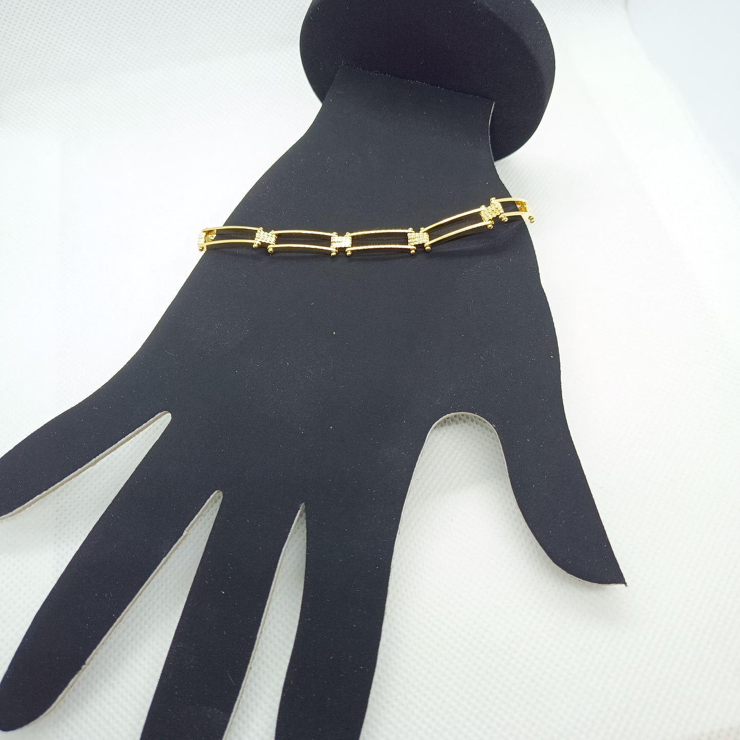 Pulsera Boleada rectángulos en Chapa de Oro 22k