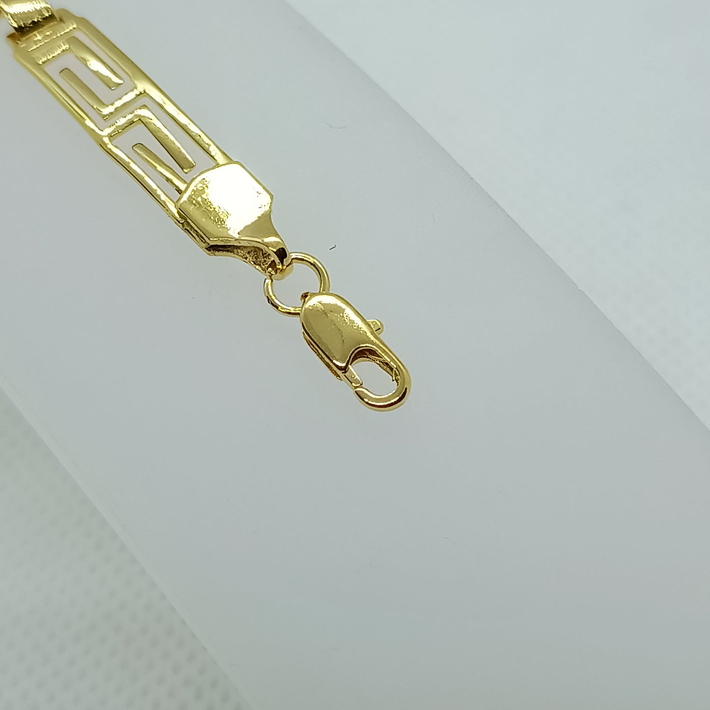 Pulsera grecas y Placas en Chapa de Oro de 22k