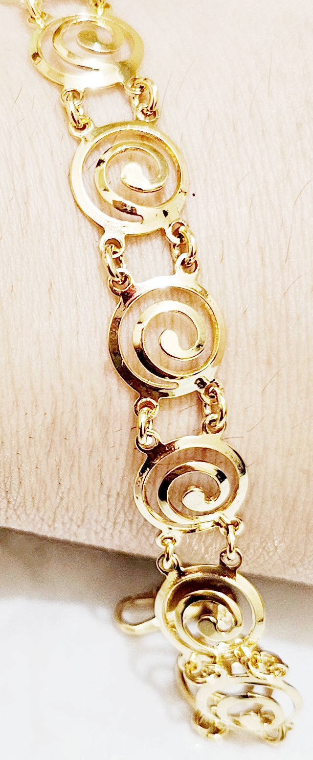 Pulsera grecas caracol en chapa de oro de 22kts