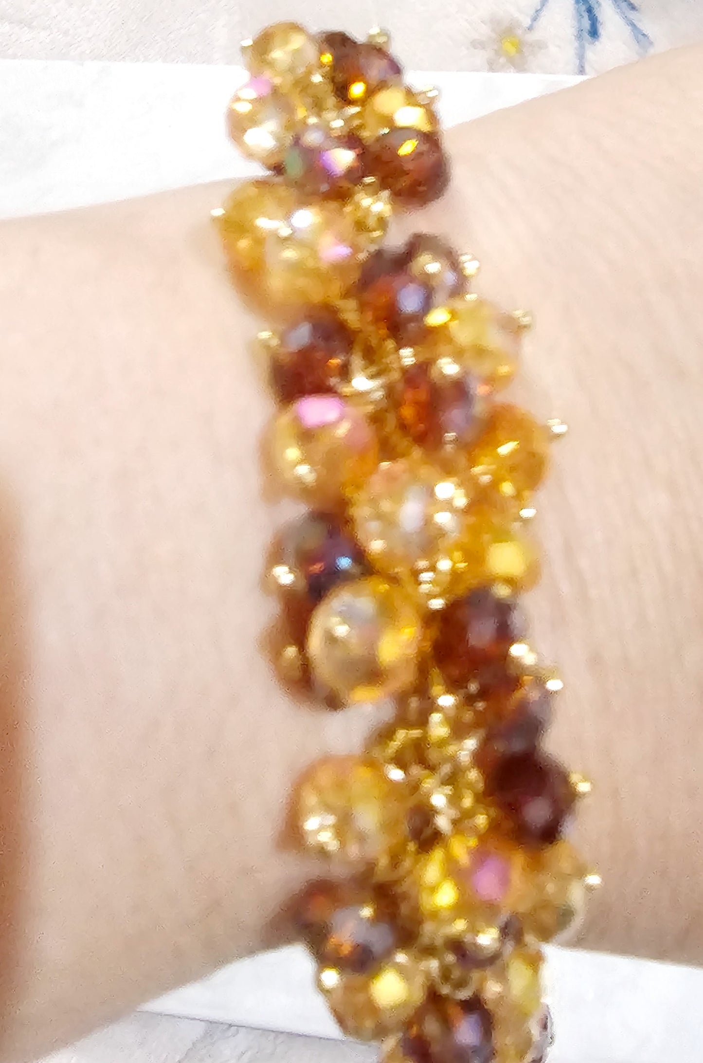 Pulsera cristal racimo en chapa de oro de 22kts