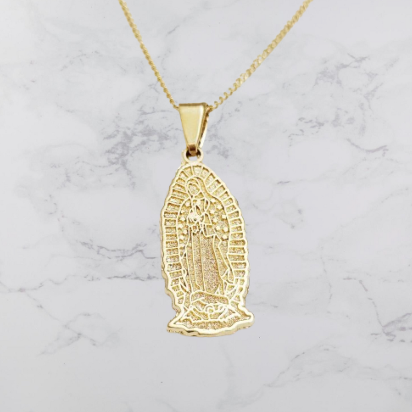 Medalla Virgen de Guadalupe silueta en chapa de oro de 22kts